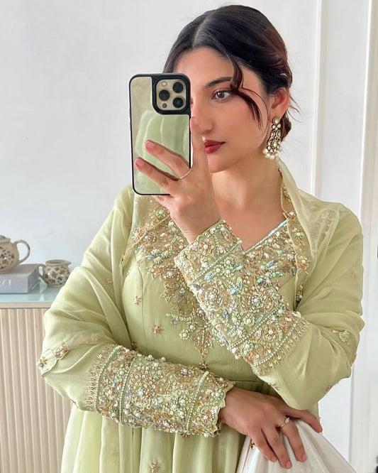 👉👗💥 *Launching New Designer Party Wear Look Full Heavy Embroidery Rembo Sequence Work Gown With Fully Stiched and Dupatta Ready to Wear Collection*💥👗💃🛍👌💕