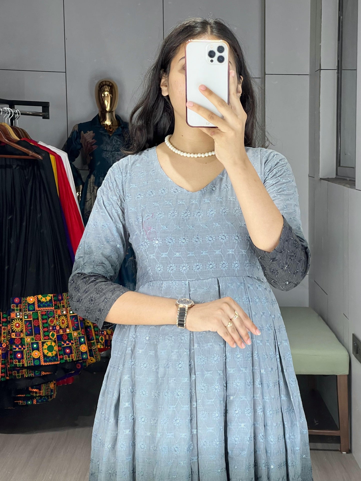 Chikankari Flairy Round Kurti !! Over Size Available