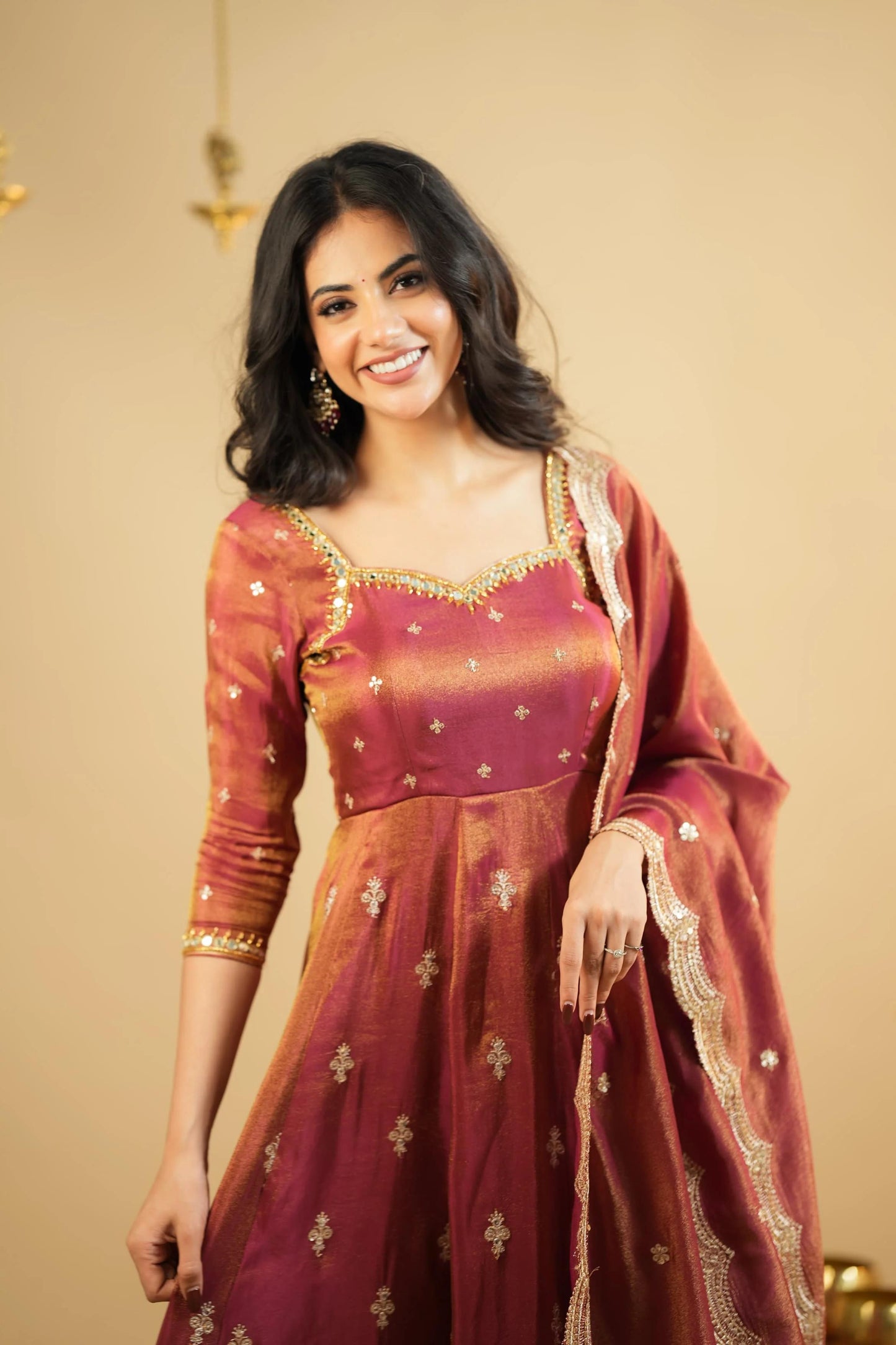 Beautiful Designer Gown on Simmer Silk febric With Inner and Thred With Sequnce work and Pent on Crep Febric and Dupatta on also Simmer Silk Febric with Thred with Sequnce work.
