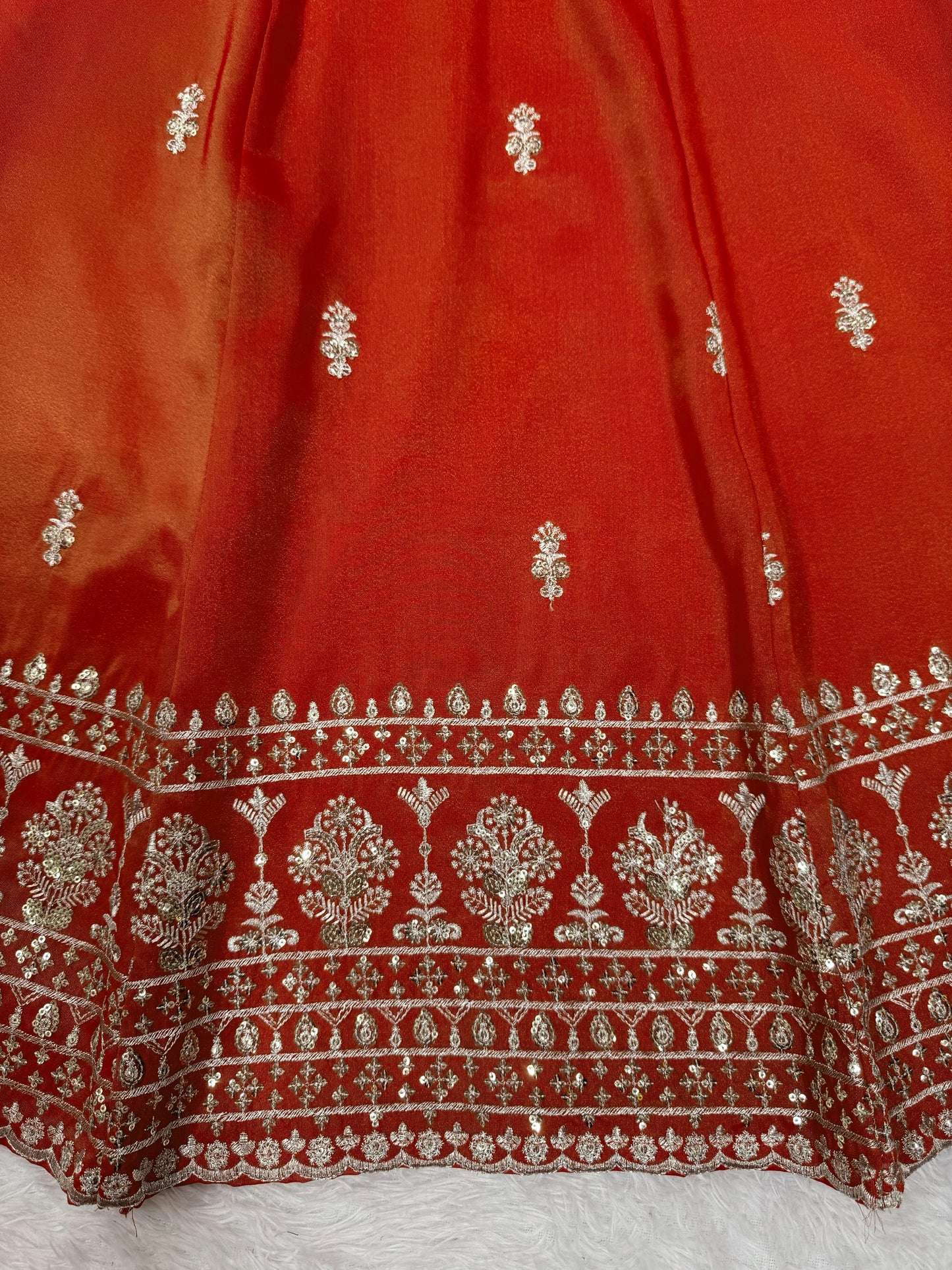 Beautiful Designer Gown on Simmer Silk febric With Inner and Thred With Sequnce work and Pent on Crep Febric and Dupatta on also Simmer Silk Febric with Thred with Sequnce work.