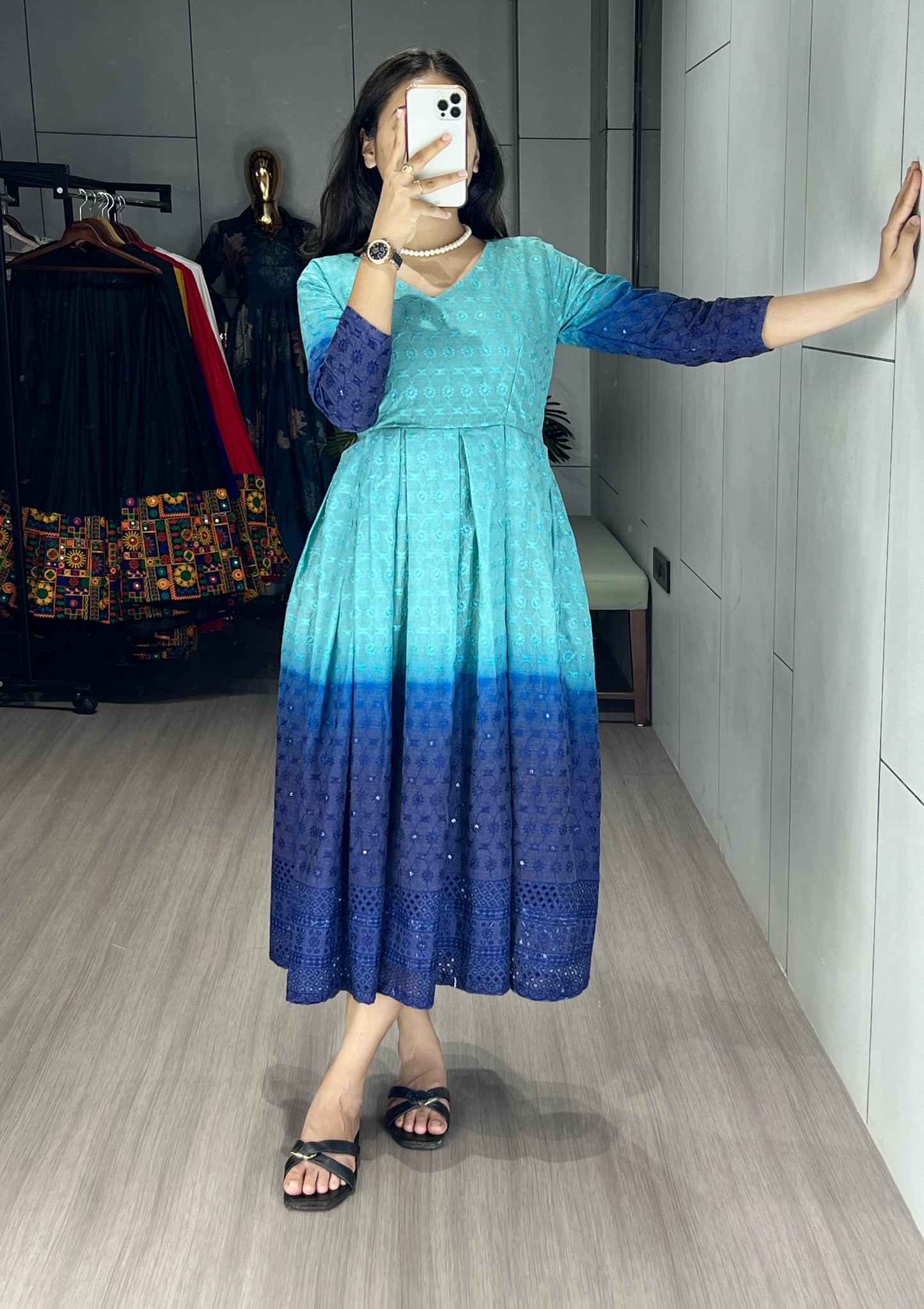 Chikankari Flairy Round Kurti !! Over Size Available