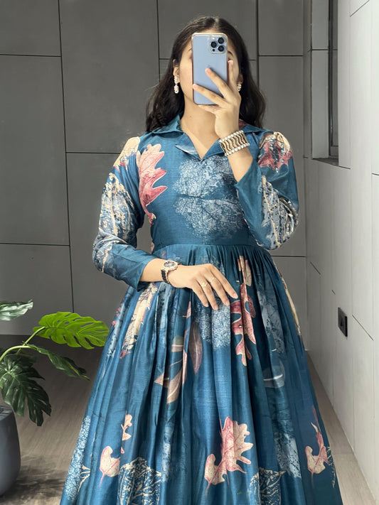 Trendy Printed Manipuri Silk Gowns