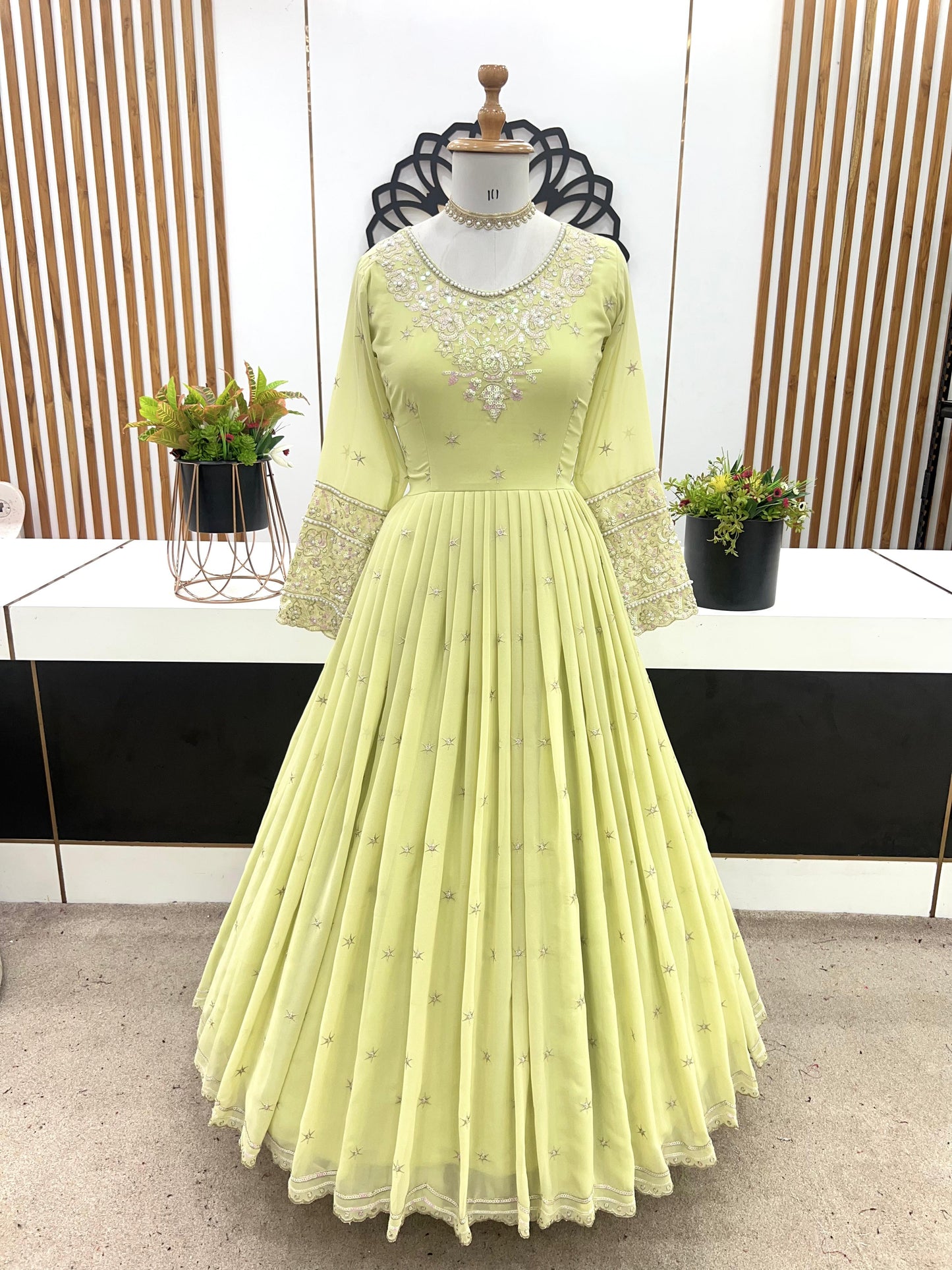 👉👗💥 *Launching New Designer Party Wear Look Full Heavy Embroidery Rembo Sequence Work Gown With Fully Stiched and Dupatta Ready to Wear Collection*💥👗💃🛍👌💕