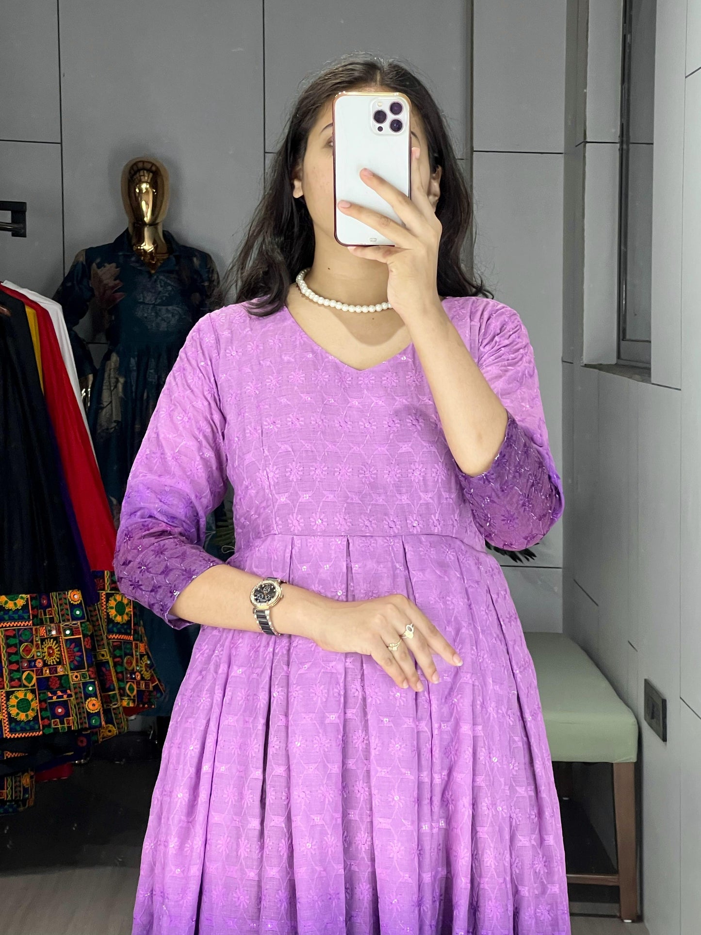 Chikankari Flairy Round Kurti !! Over Size Available