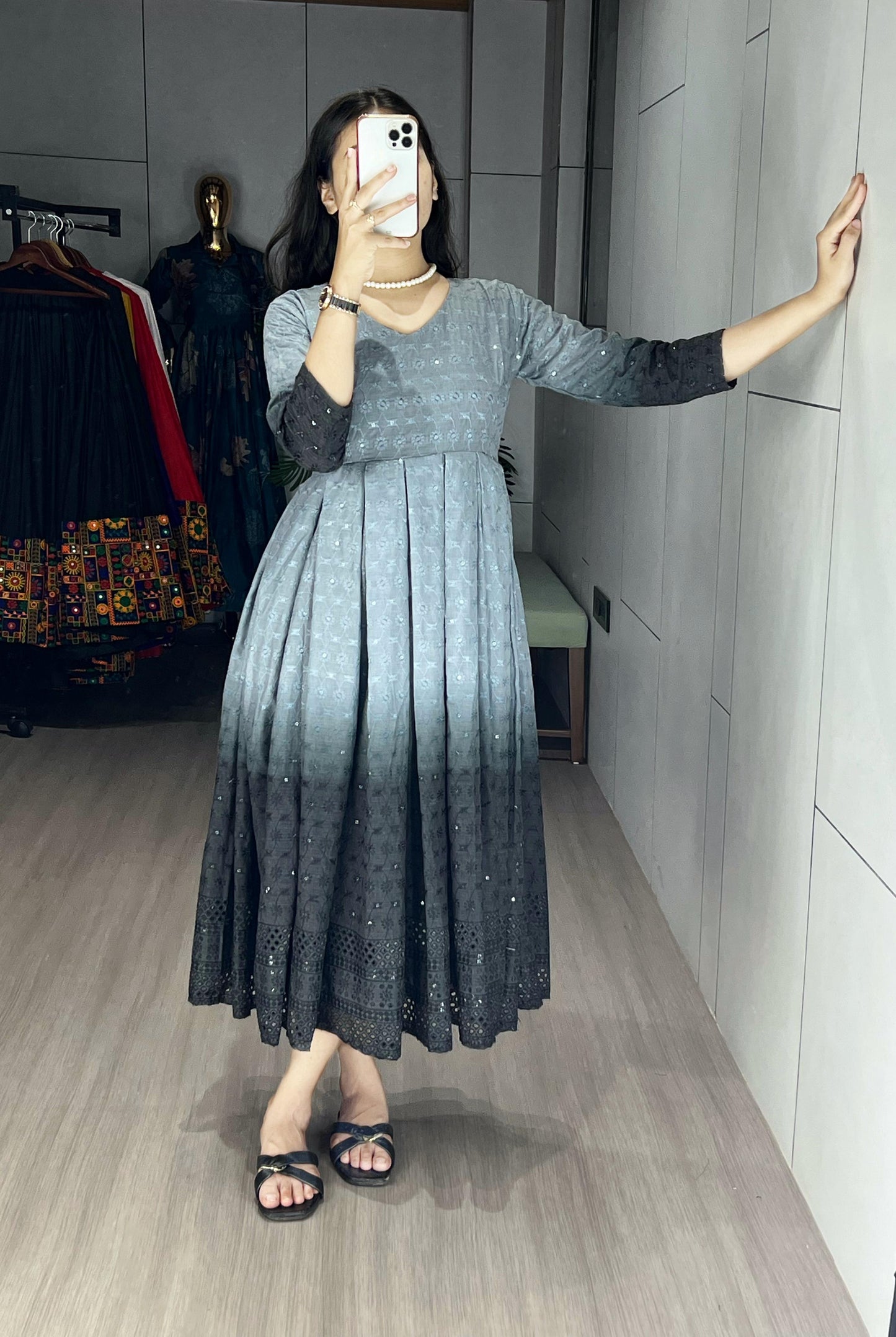 Chikankari Flairy Round Kurti !! Over Size Available