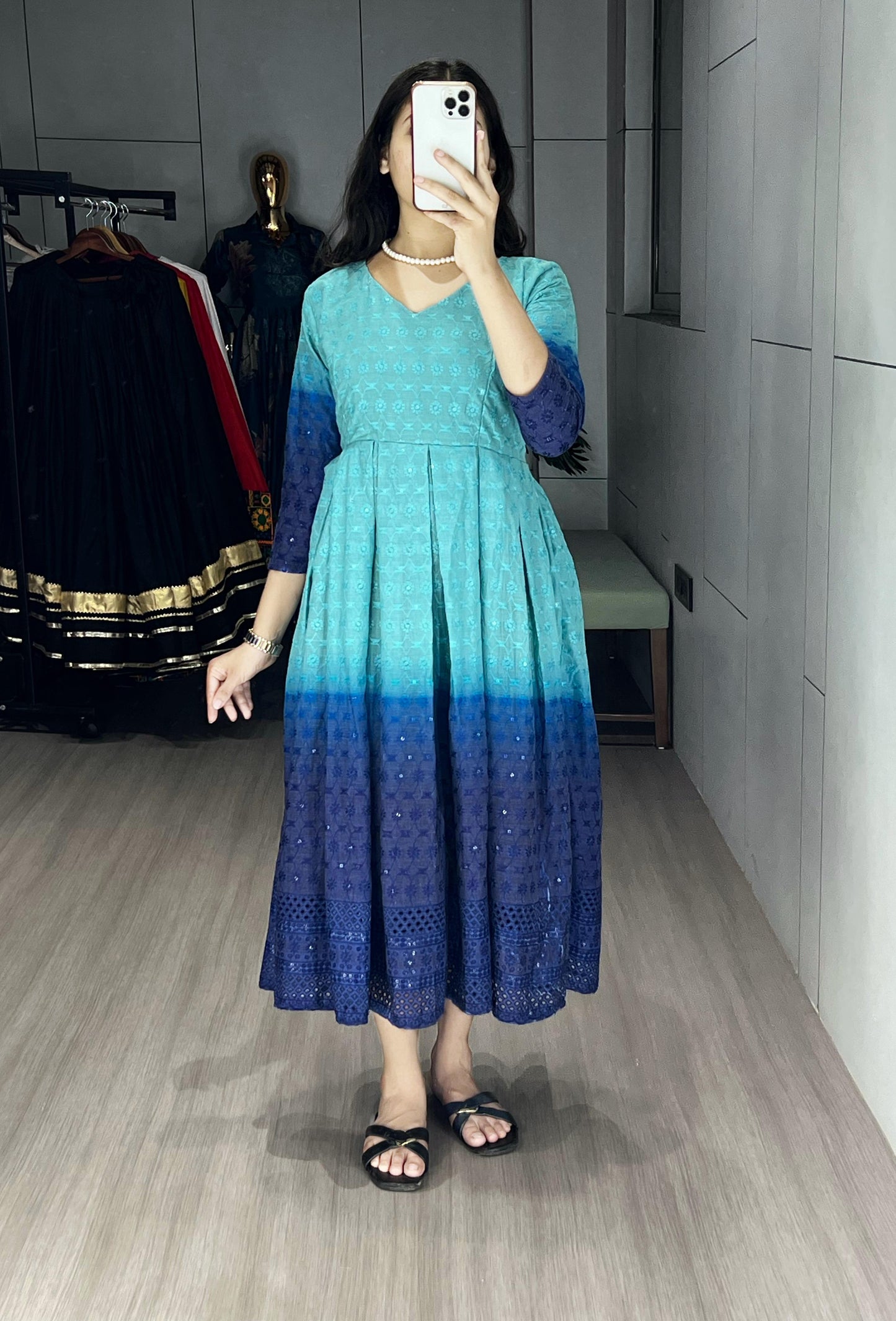 Chikankari Flairy Round Kurti !! Over Size Available