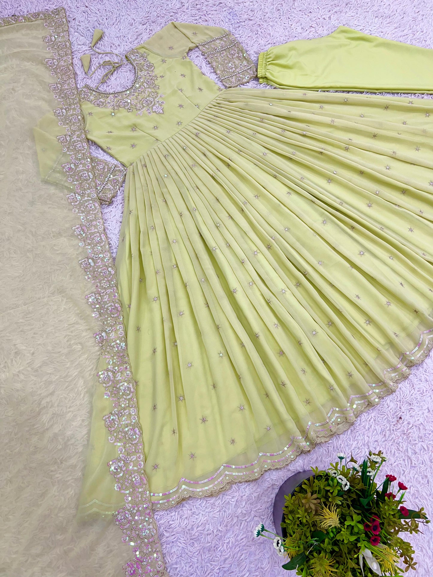 👉👗💥 *Launching New Designer Party Wear Look Full Heavy Embroidery Rembo Sequence Work Gown With Fully Stiched and Dupatta Ready to Wear Collection*💥👗💃🛍👌💕