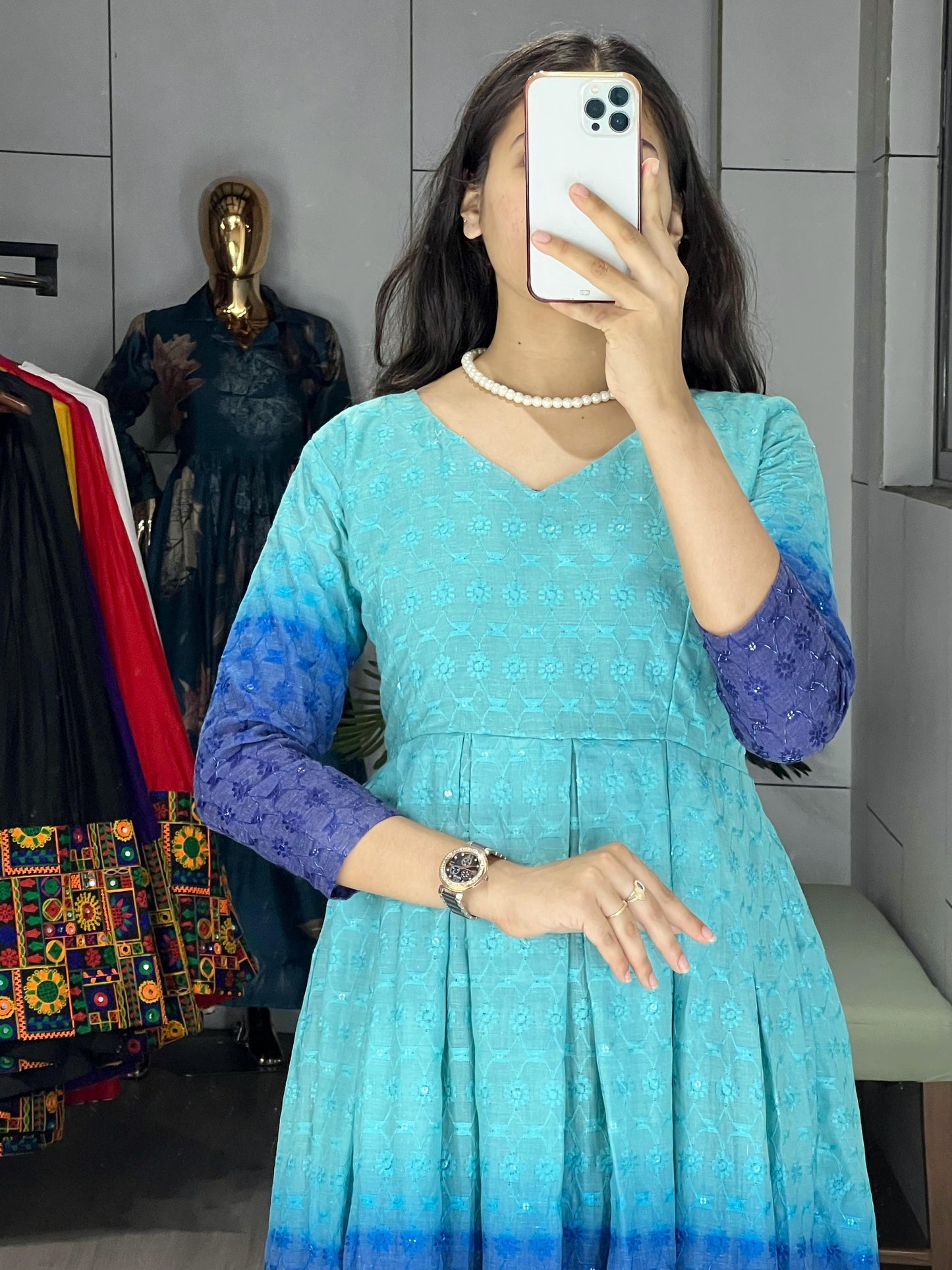 Chikankari Flairy Round Kurti !! Over Size Available